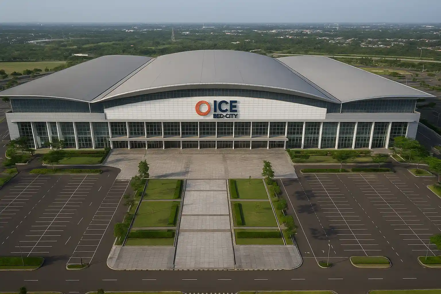 Foto udara gedung ICE BSD City tempat pameran GIIAS 2025 berlangsung, lokasi ideal untuk beli Mini Cooper dengan berbagai penawaran menarik dari dealer resmi.